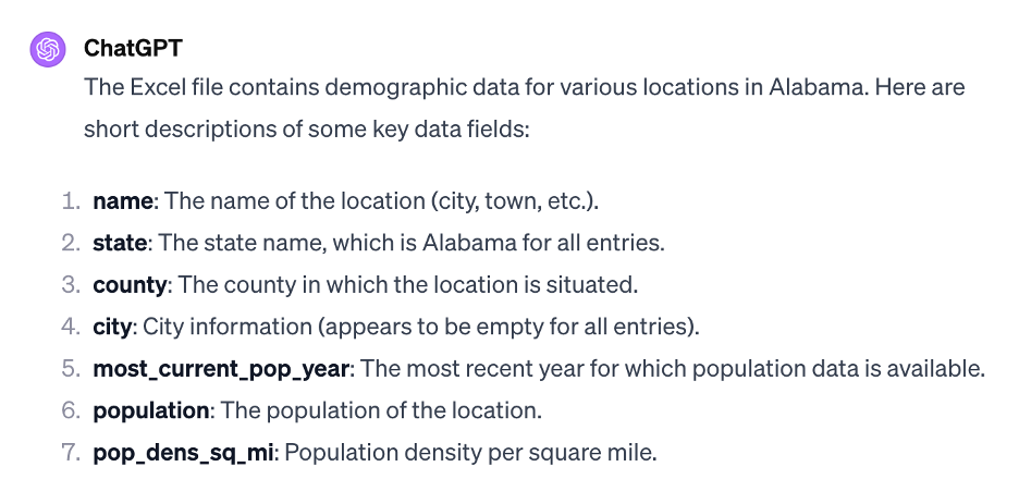 ChatGPT natively understanding Cubit data columns using database-friendly headers