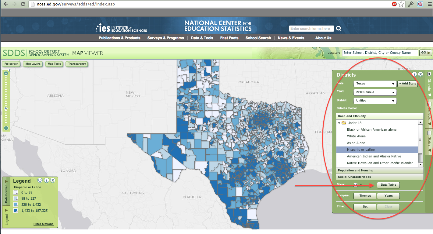 Texas School District Demographic Data Map